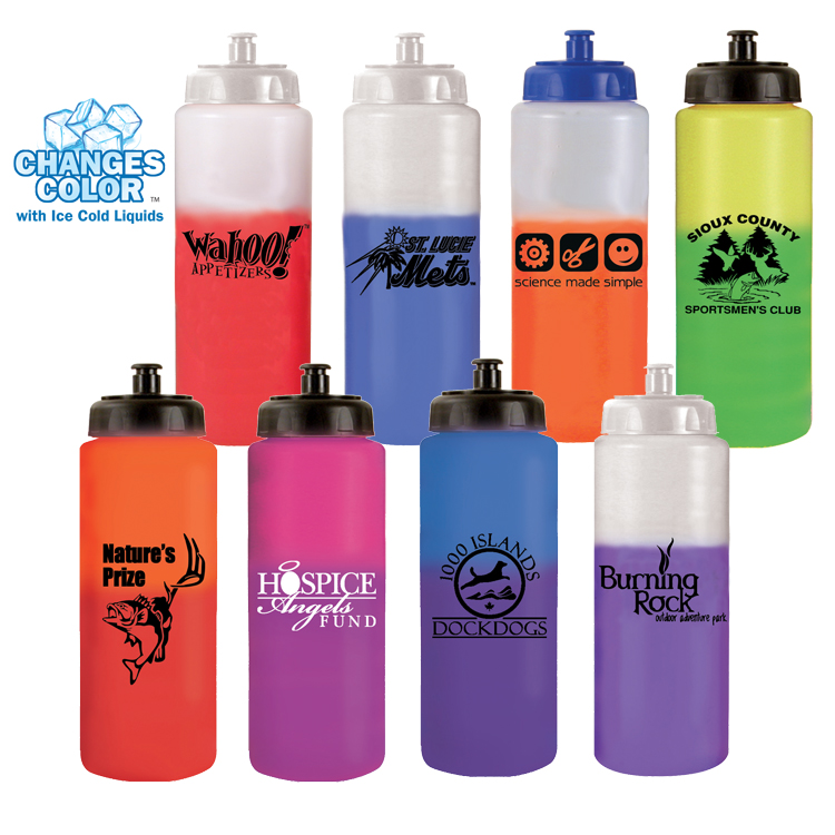 Picture of 32 Oz. Mood Sports Bottle w/Push 'n Pull Cap (Spot Color)