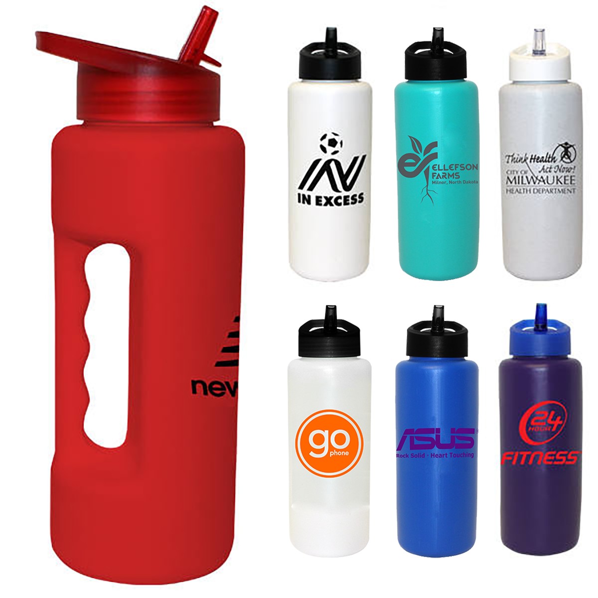 Picture of 32 oz. Grip Bottle with Straw Cap Lid
