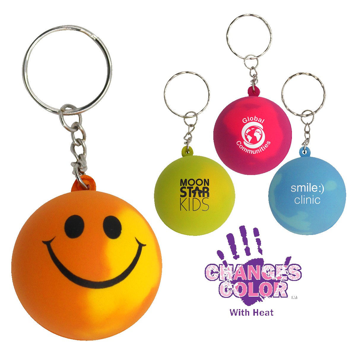 Picture of Mood Smiley Face Stress Keychain (Spot Color)