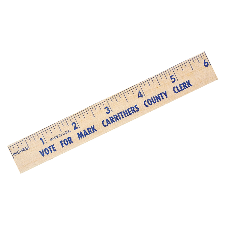Picture of 6" Natural Finish Flat Wood Ruler (Spot Color)