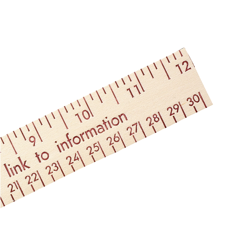 Picture of 12" Natural Finish Flat Wooden Ruler (Spot Color)