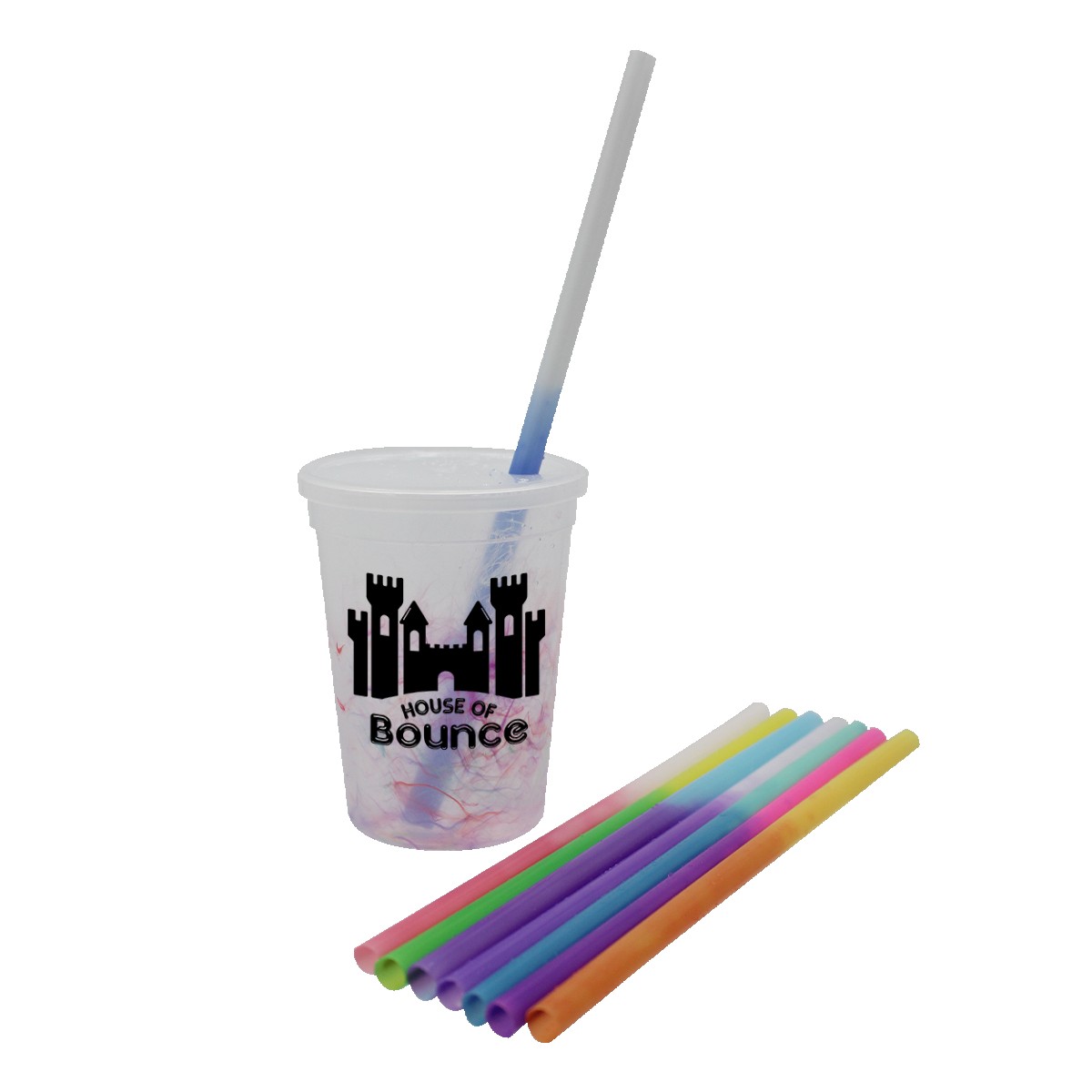 Picture of 12 Oz. Rainbow Confetti Mood Cup/Straw/Lid Set