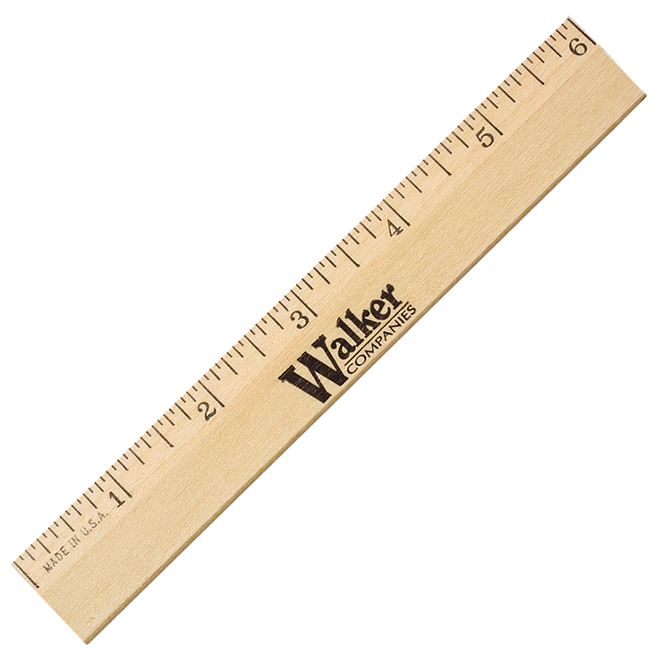 Picture of 6" Clear Lacquer Beveled Wood Ruler (Spot Color)