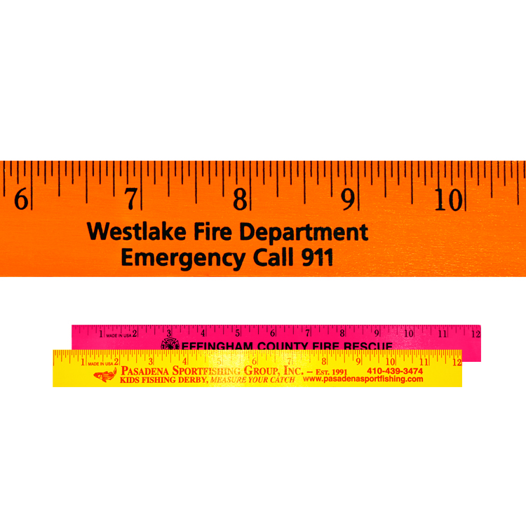 Picture of 12" Fluorescent Wood Ruler (Spot Color)