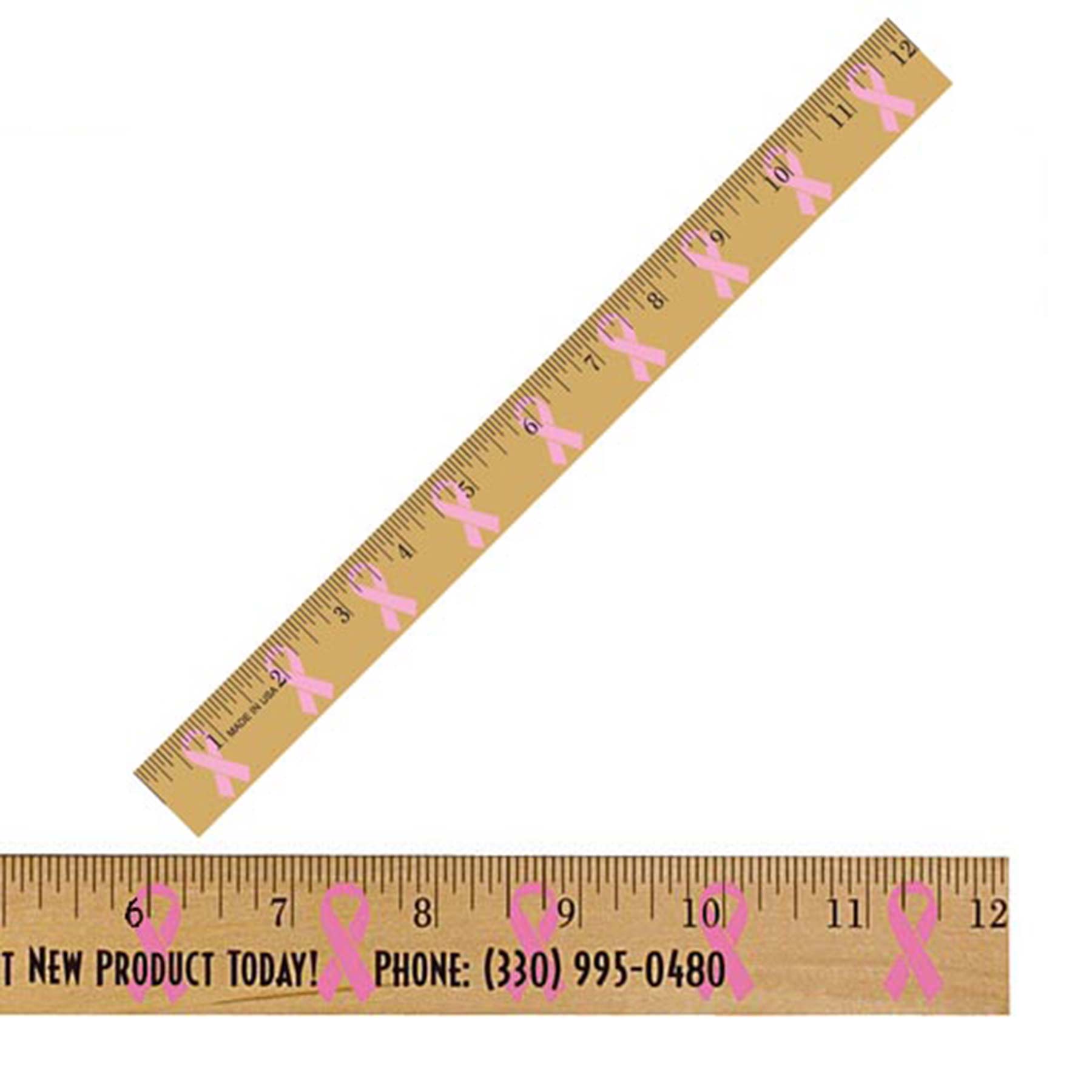 Picture of 12" Clear Lacquer Wood Ruler w/Ribbon Background