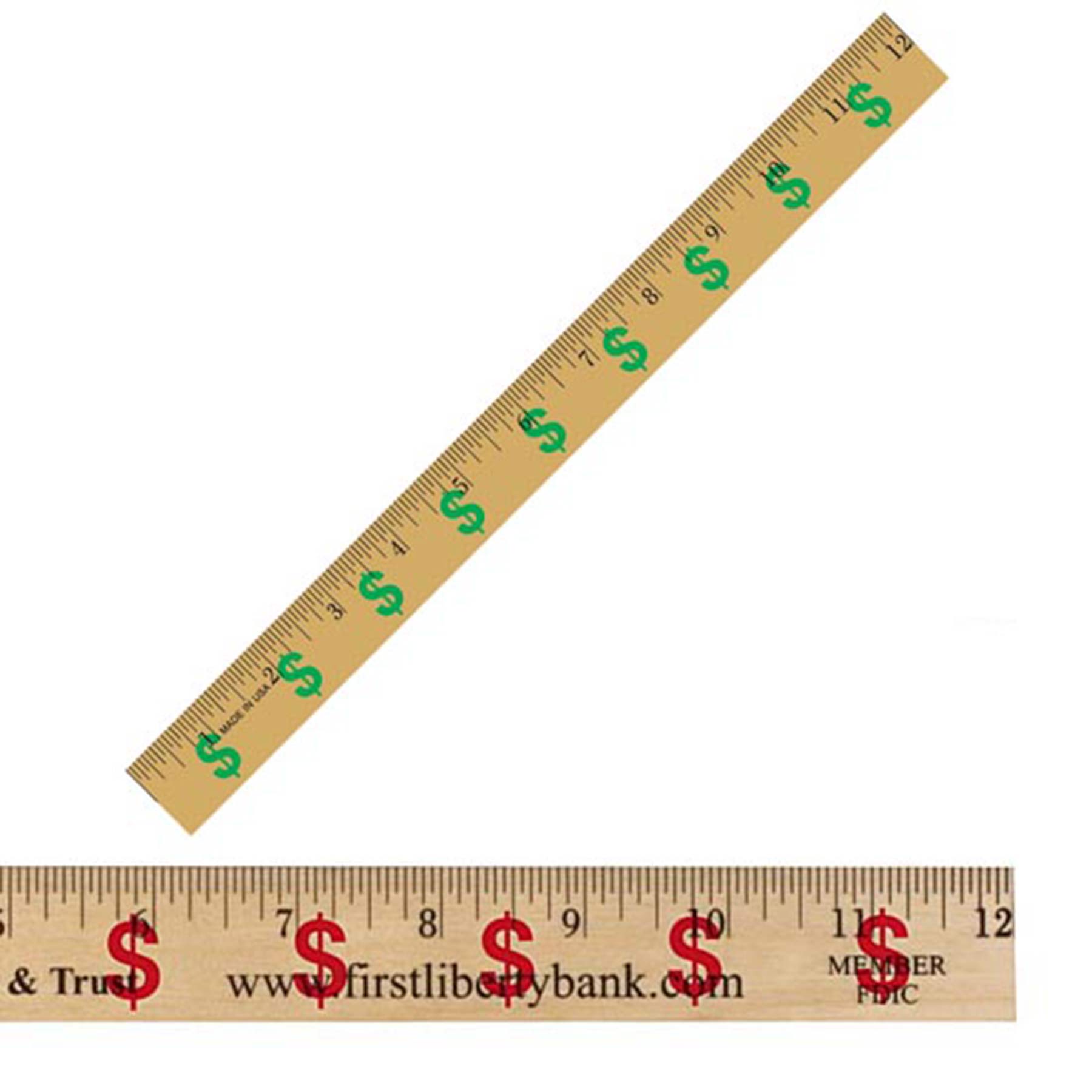 Picture of 12" Clear Lacquer Wood Ruler w/Dollar Sign (Financial Background)