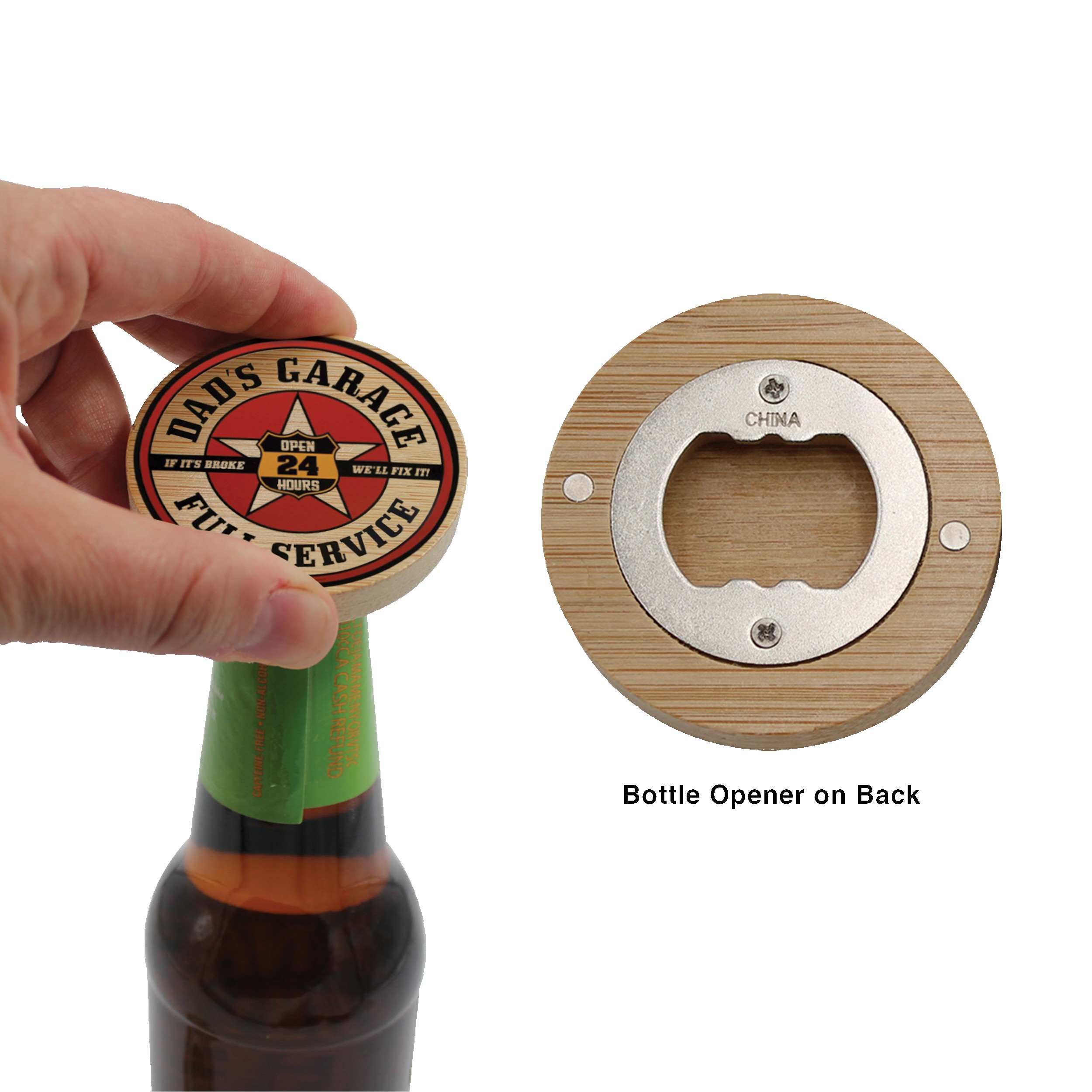 Picture of Bamboo Magnetic Full Color Digital Bottle Opener