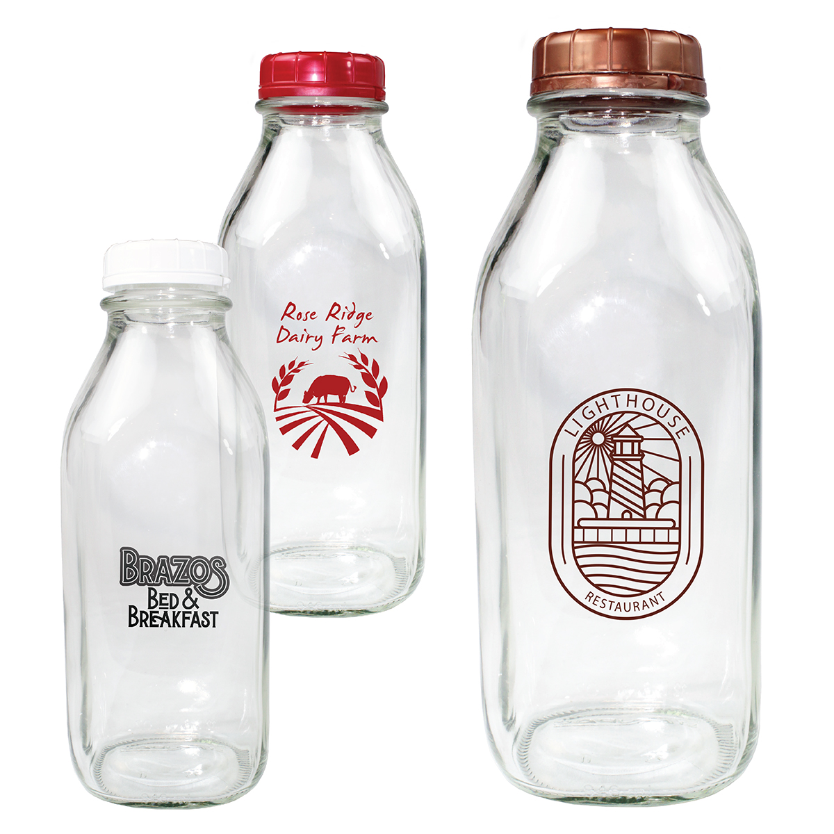Picture of 1 Quart Glass Milk Bottle w/Lid