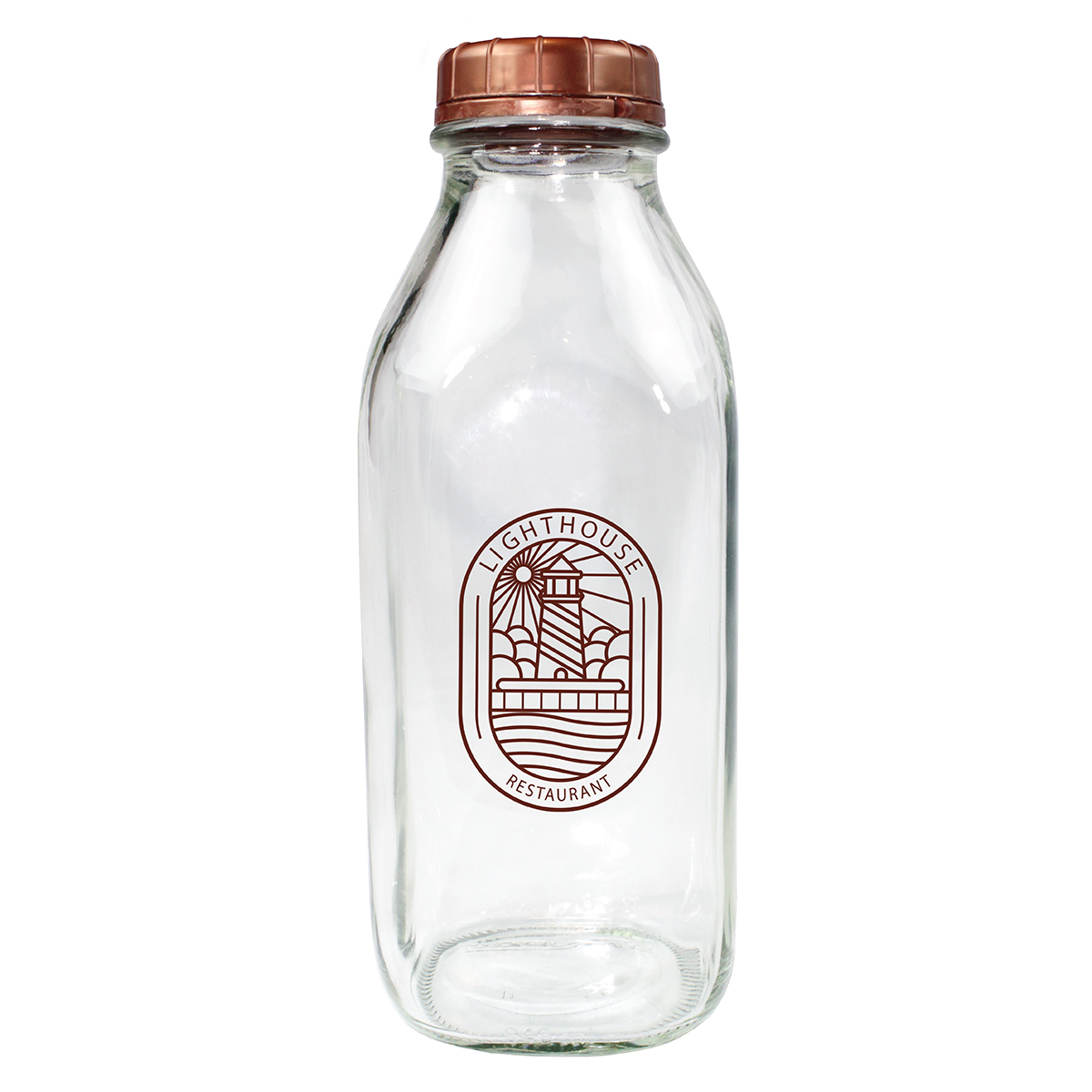Picture of 1 Quart Glass Milk Bottle w/Lid