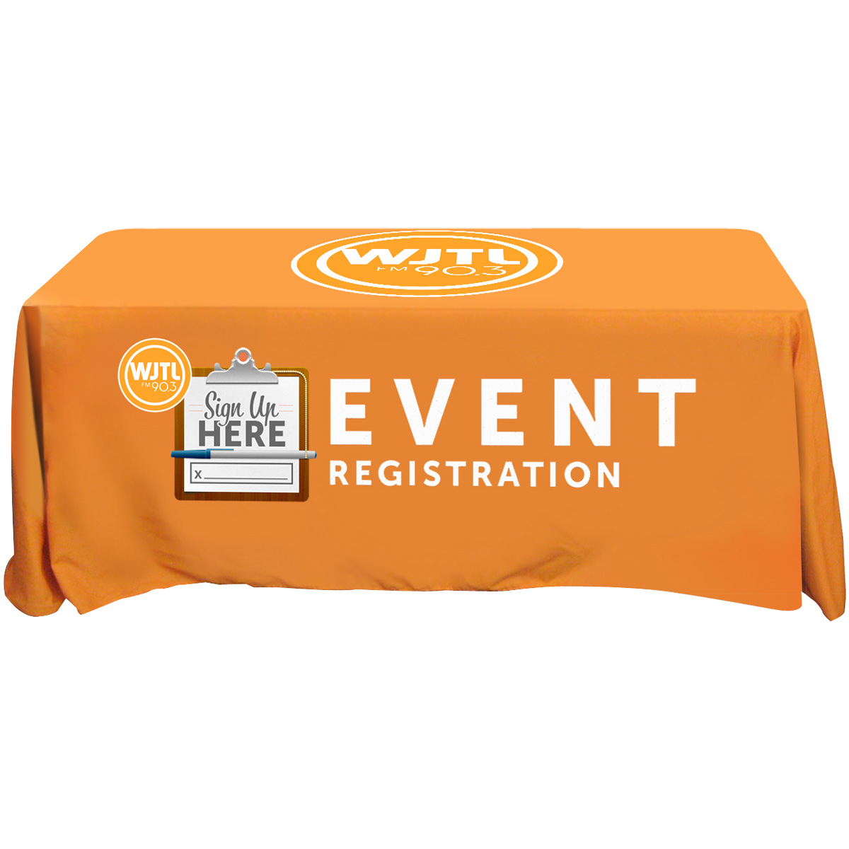 Picture of All Over Full Color Dye Sub Table Cover - flat poly 4-sided, fits 8' table