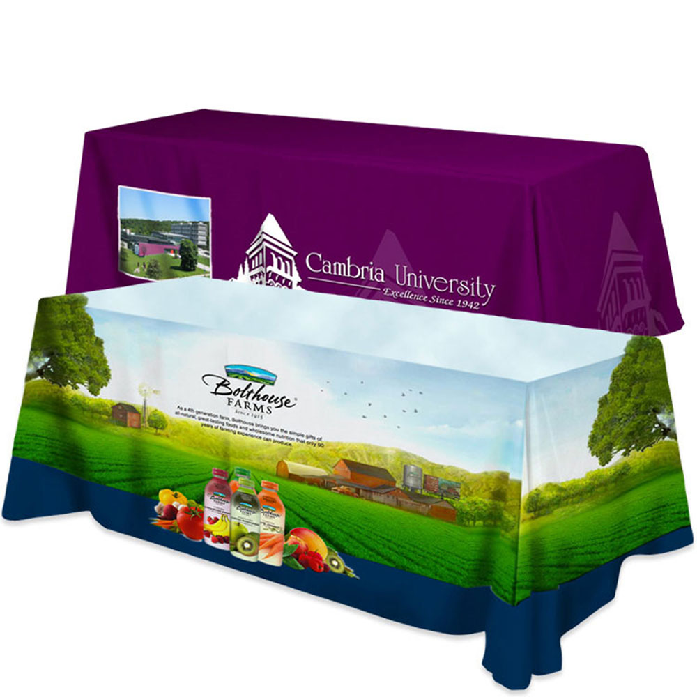 Picture of All Over Full Color Dye Sub Table Cover - flat poly 4-sided, fits 8' table