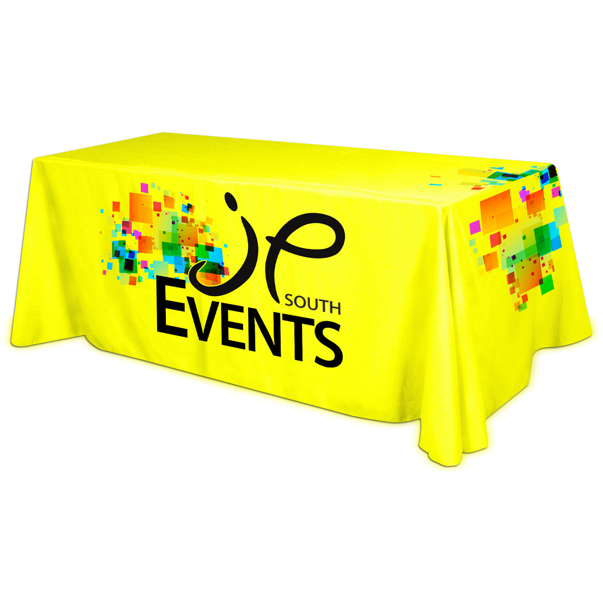 Picture of All Over Full Color Dye Sub Table Cover - flat poly 4-sided, fits 8' table