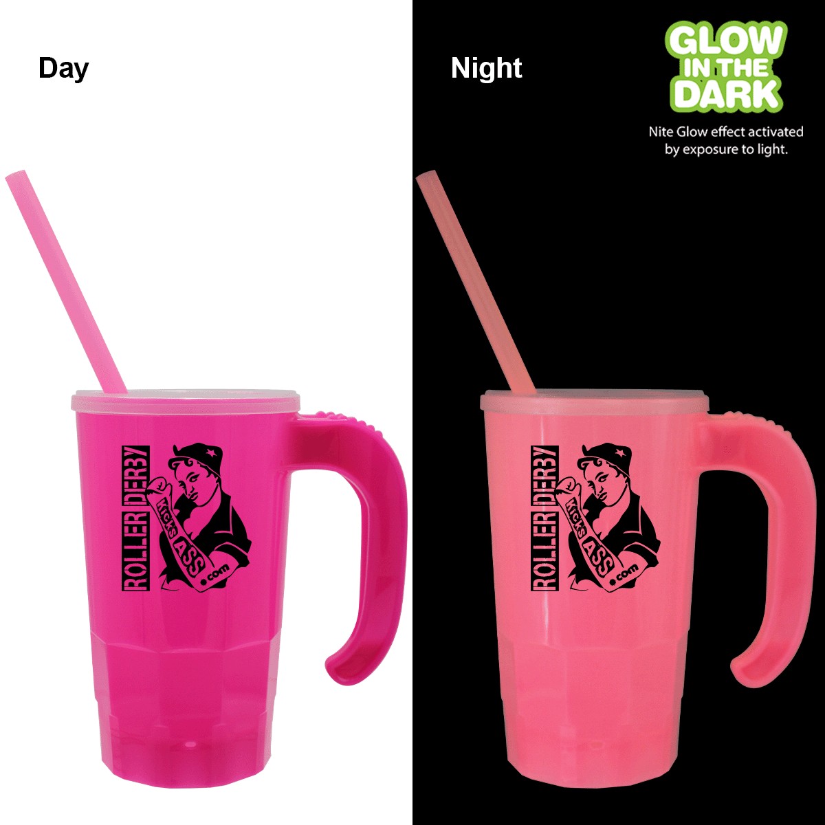 Picture of 20 Oz. Nite Glow Stackable Beer Stein w/Straw & Lid Set