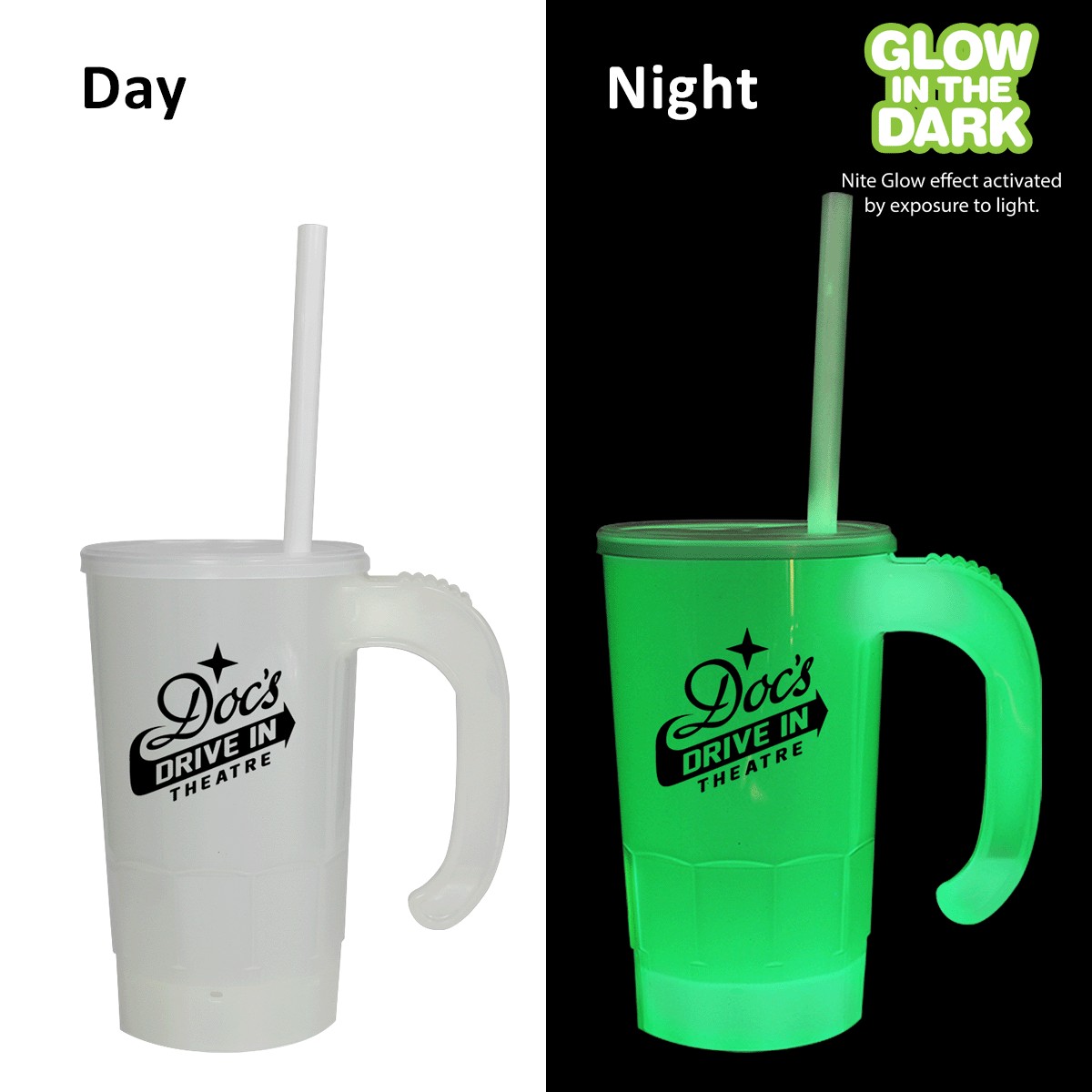 Picture of 20 Oz. Nite Glow Stackable Beer Stein w/Straw & Lid Set