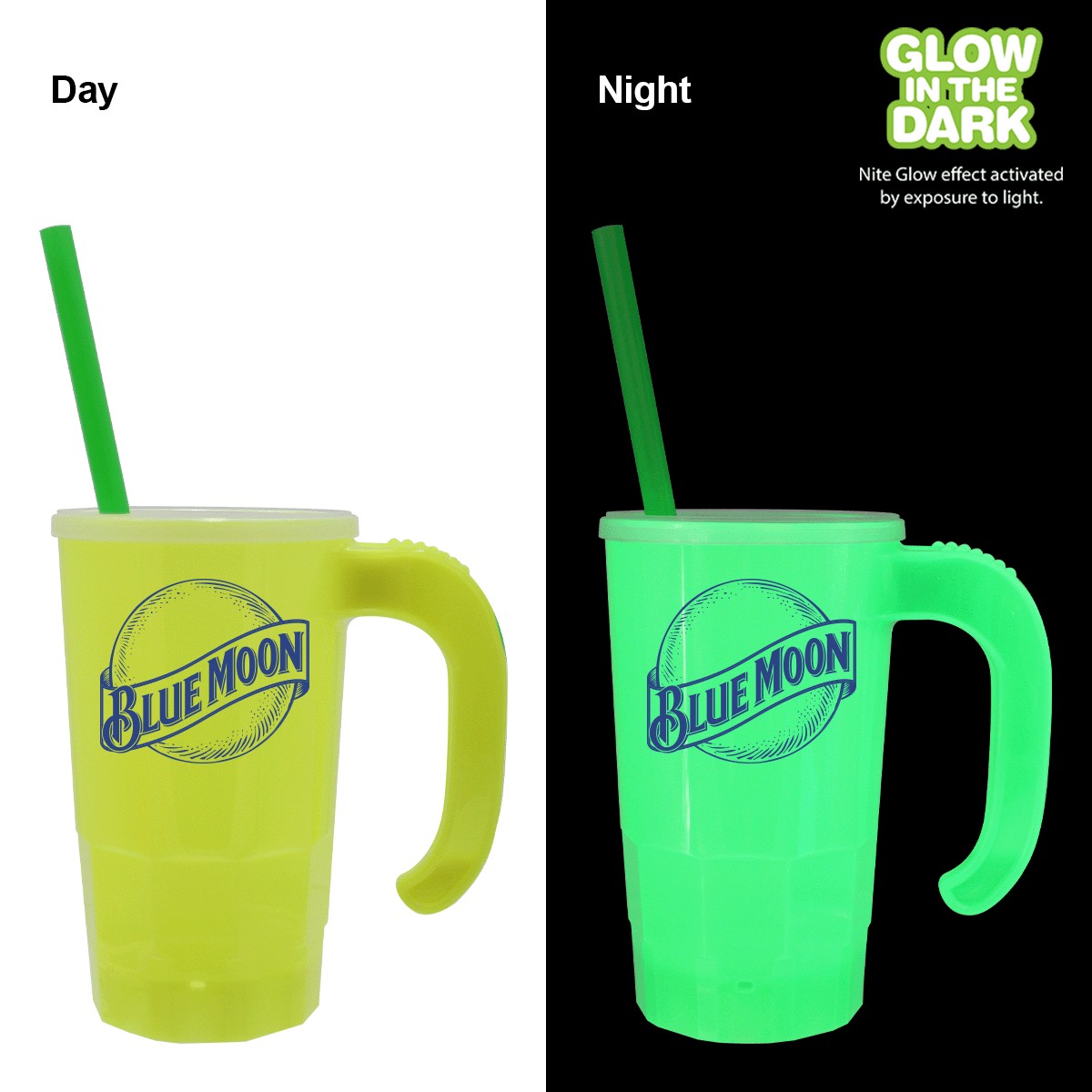 Picture of 20 Oz. Nite Glow Stackable Beer Stein w/Straw & Lid Set