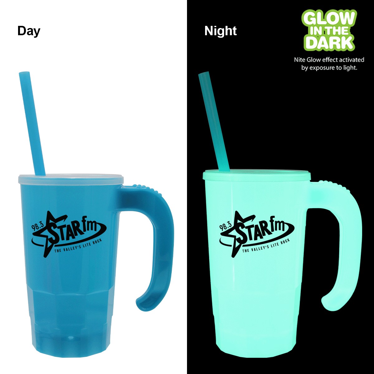 Picture of 20 Oz. Nite Glow Stackable Beer Stein w/Straw & Lid Set