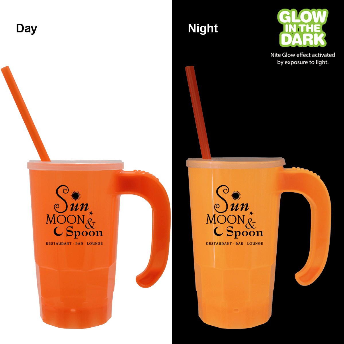 Picture of 20 Oz. Nite Glow Stackable Beer Stein w/Straw & Lid Set