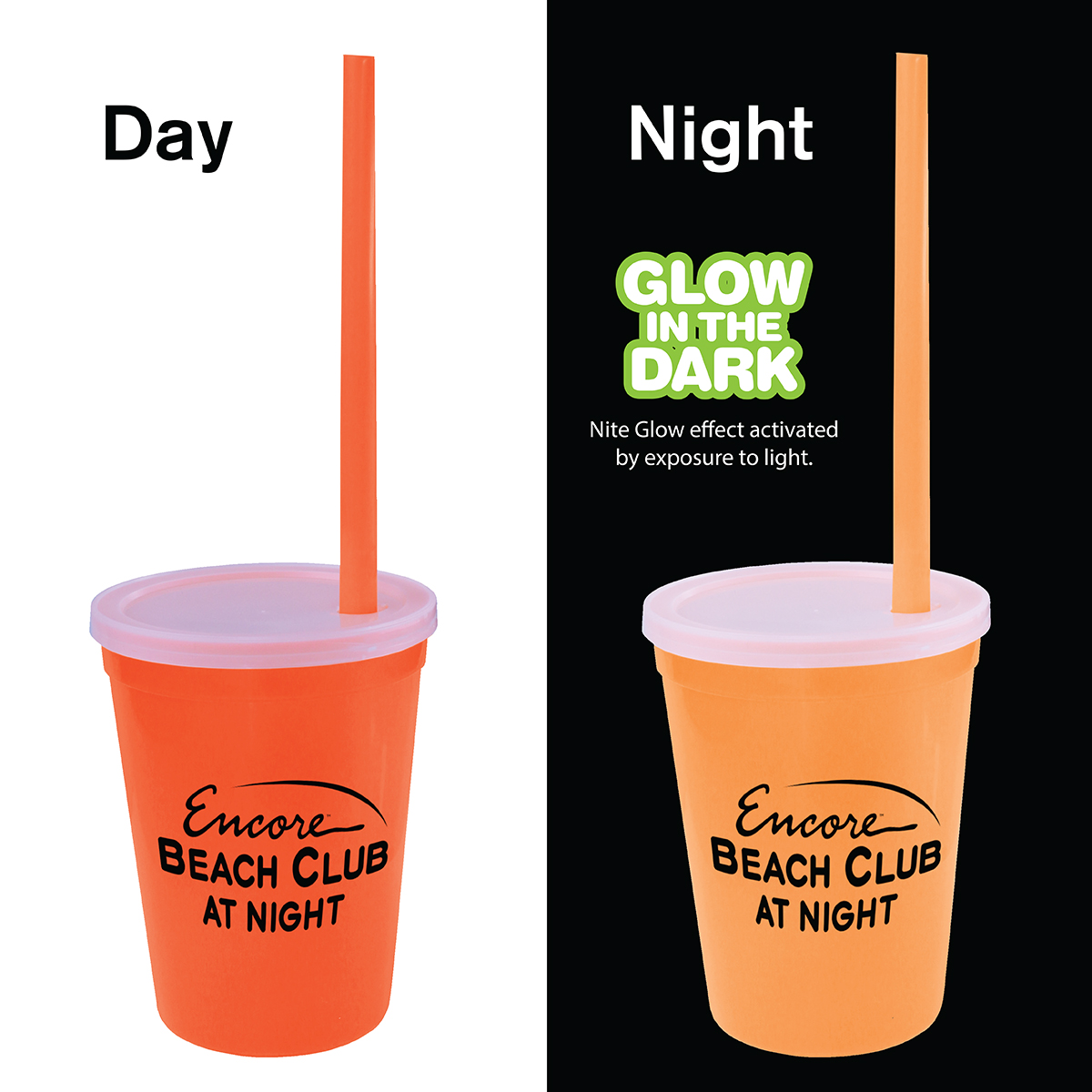 Picture of 12 Oz. Nite Glow Stadium Cup/Straw/Lid Set