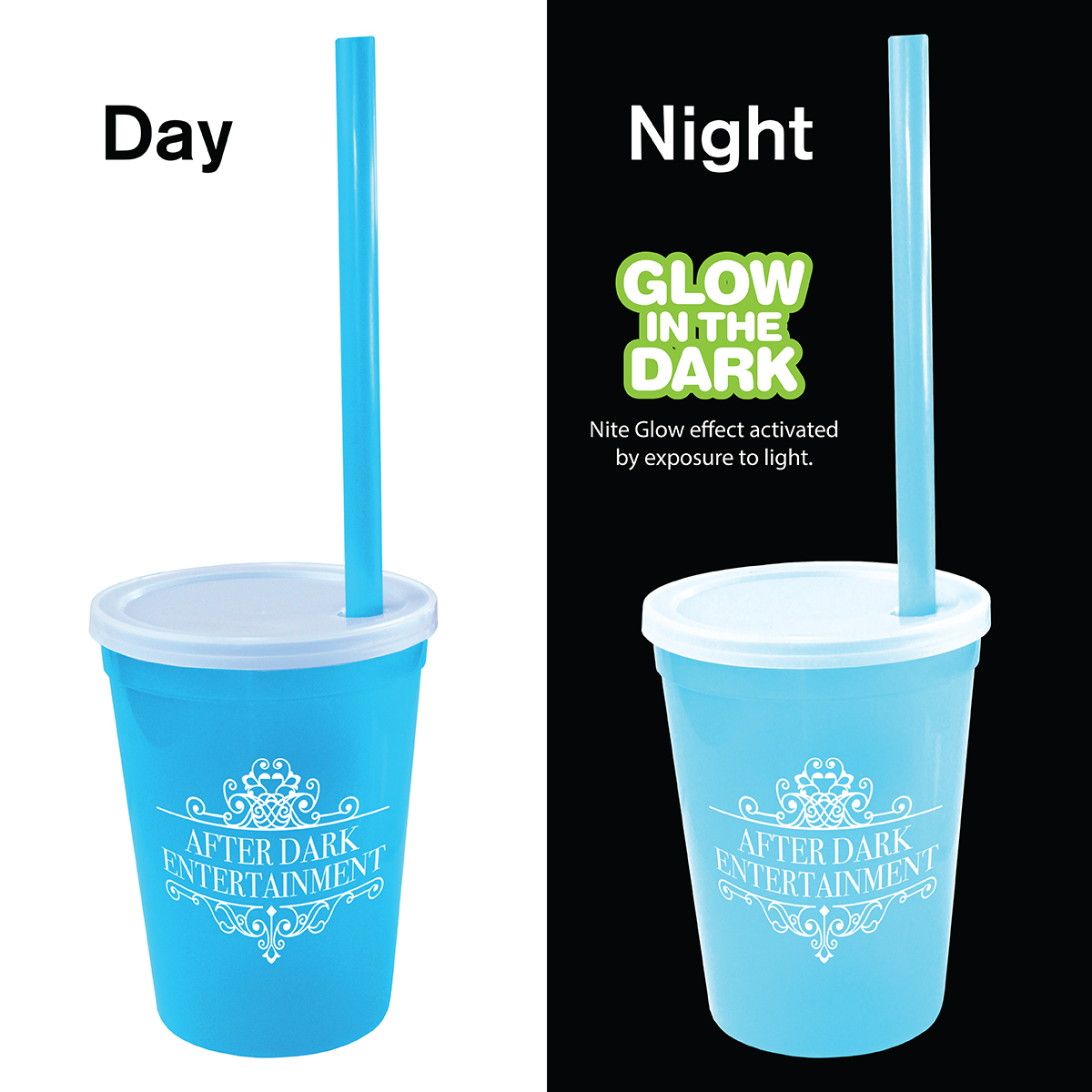 Picture of 12 Oz. Nite Glow Stadium Cup/Straw/Lid Set