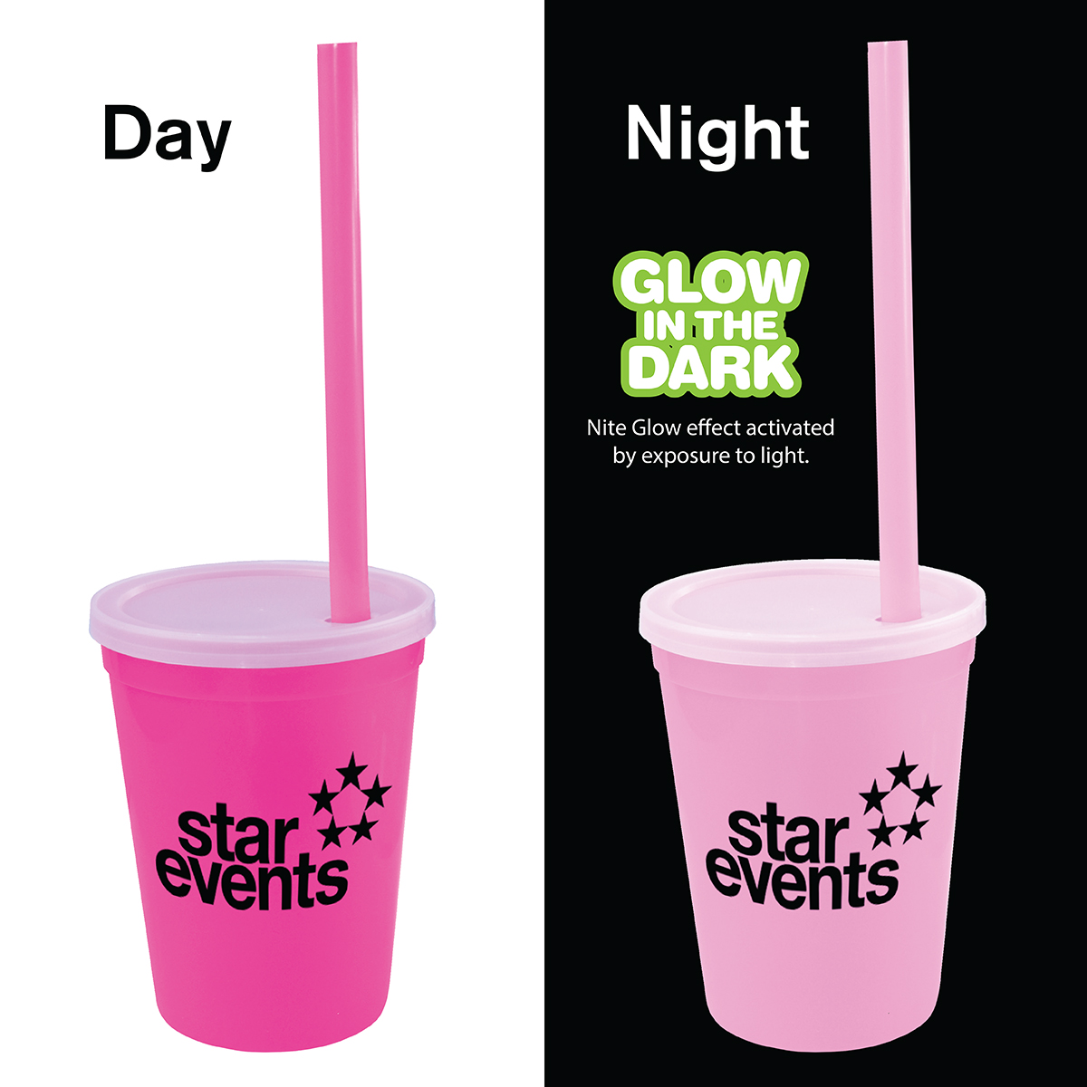 Picture of 12 Oz. Nite Glow Stadium Cup/Straw/Lid Set
