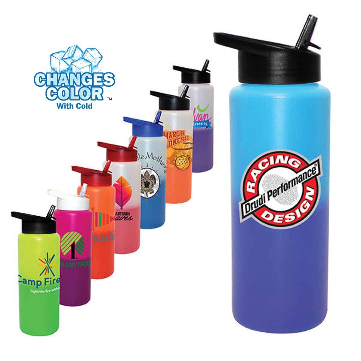 Picture of Mood 32 oz. Sports Bottle With Straw Cap Lid, Full Color Digital