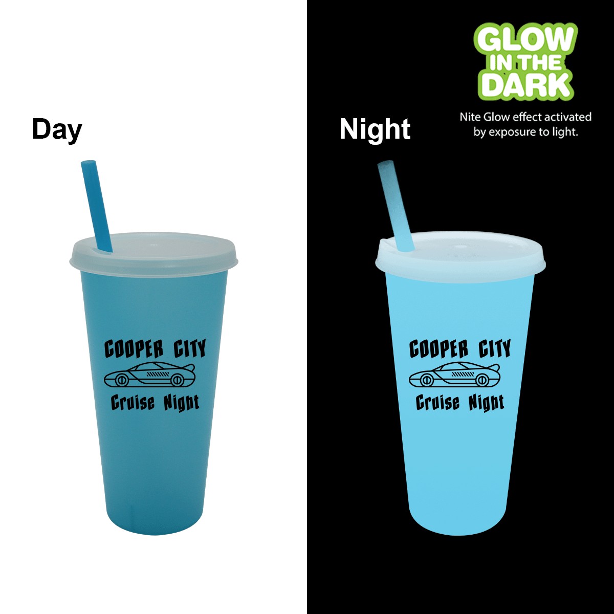 Picture of Nite Glow 26 oz. Tumbler with Lid & Straw