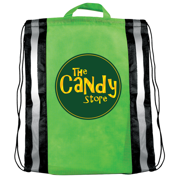 Picture of Non-Woven Reflective Drawstring Backpack w/Stripes (Full Color Digital)