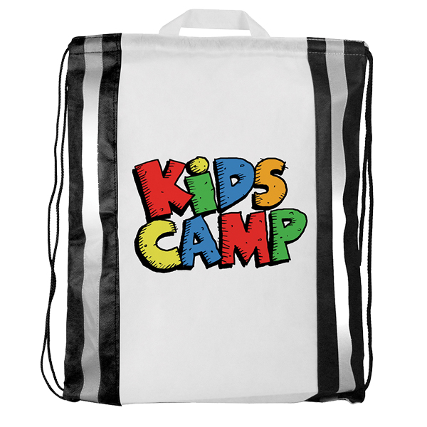 Picture of Non-Woven Reflective Drawstring Backpack w/Stripes (Full Color Digital)