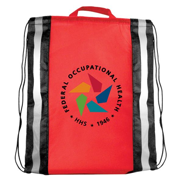 Picture of Non-Woven Reflective Drawstring Backpack w/Stripes (Full Color Digital)
