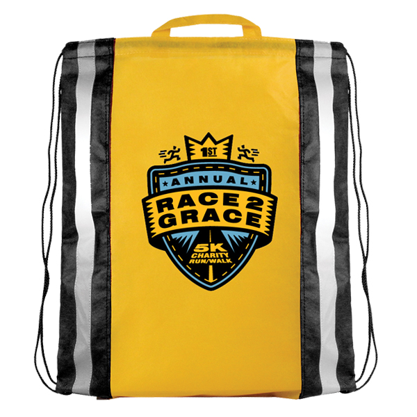 Picture of Non-Woven Reflective Drawstring Backpack w/Stripes (Full Color Digital)