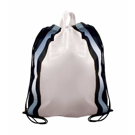 Picture of Non-Woven Blank Reflective Drawstring Backpack w/Stripes