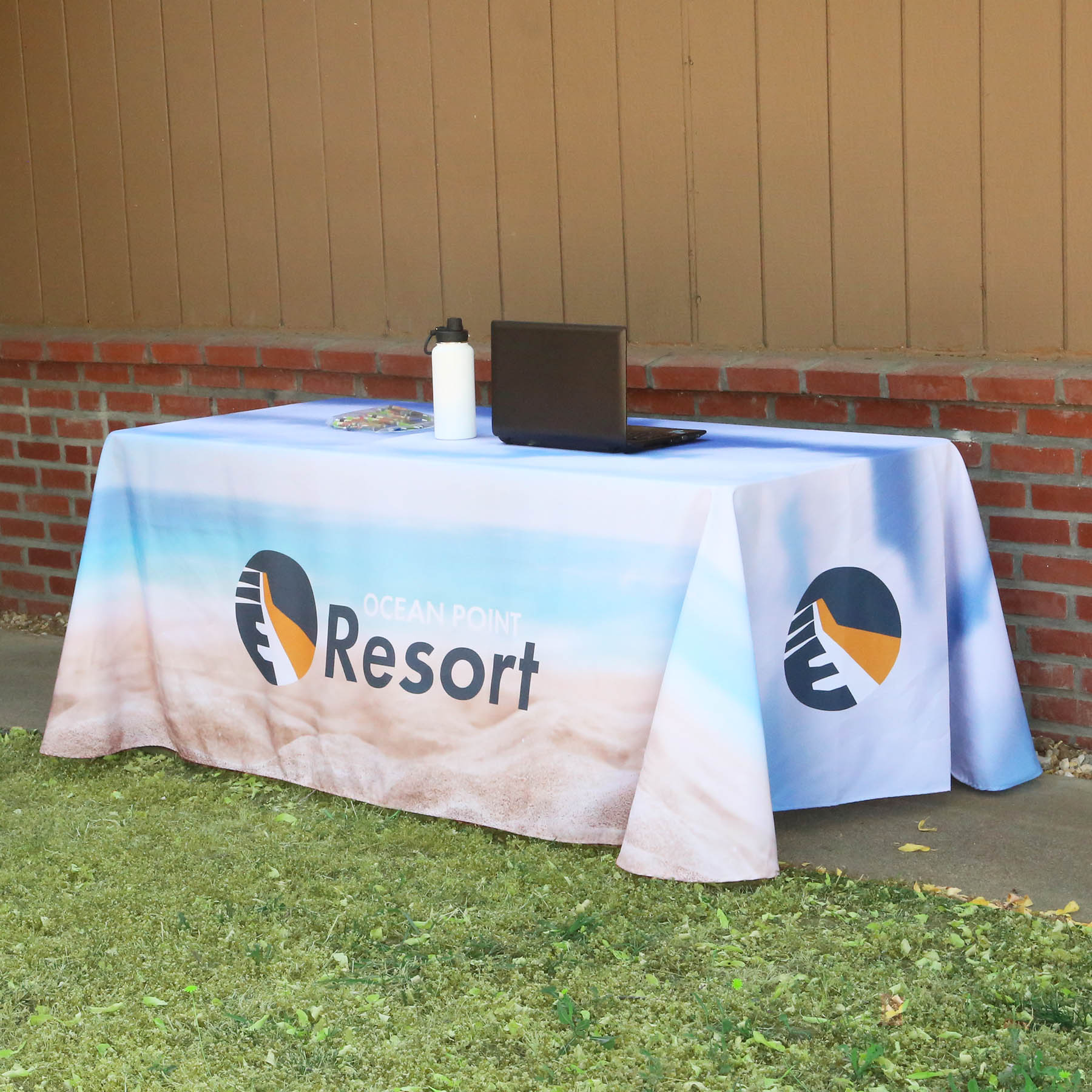Picture of All Over Full Color Dye Sub Table Cover - flat poly 4-sided, fits 6' table