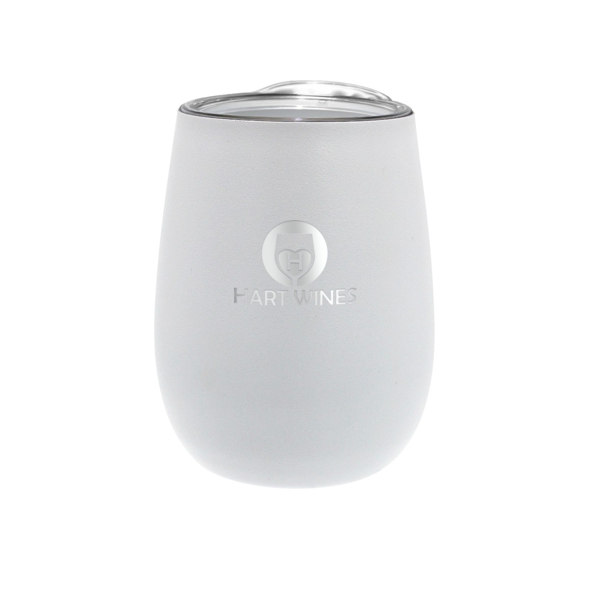 Picture of 12 oz. Recycled Stainless Wine Glass with Lid, Laser, Standard