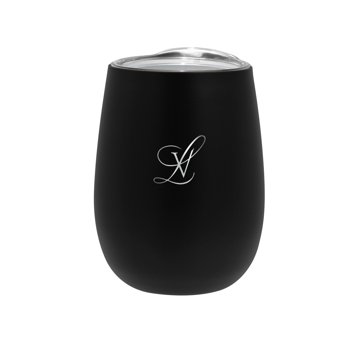Picture of 12 oz. Recycled Stainless Wine Glass with Lid, Laser, Standard