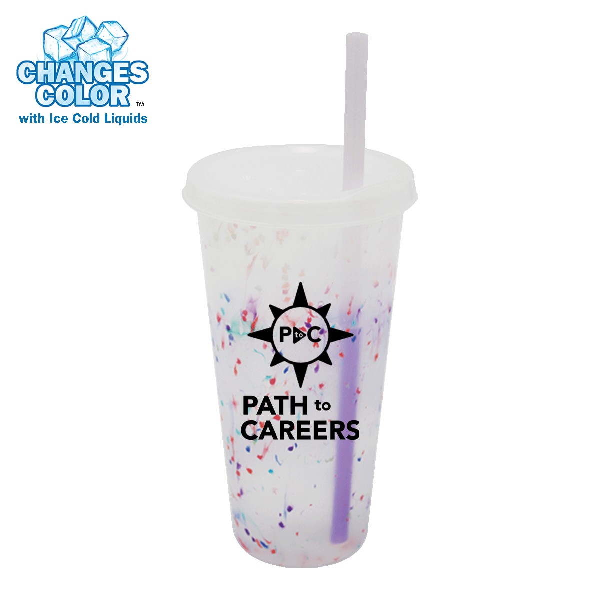 Picture of Mood 26 oz. Rainbow Confetti Tumbler with Lid and Straw