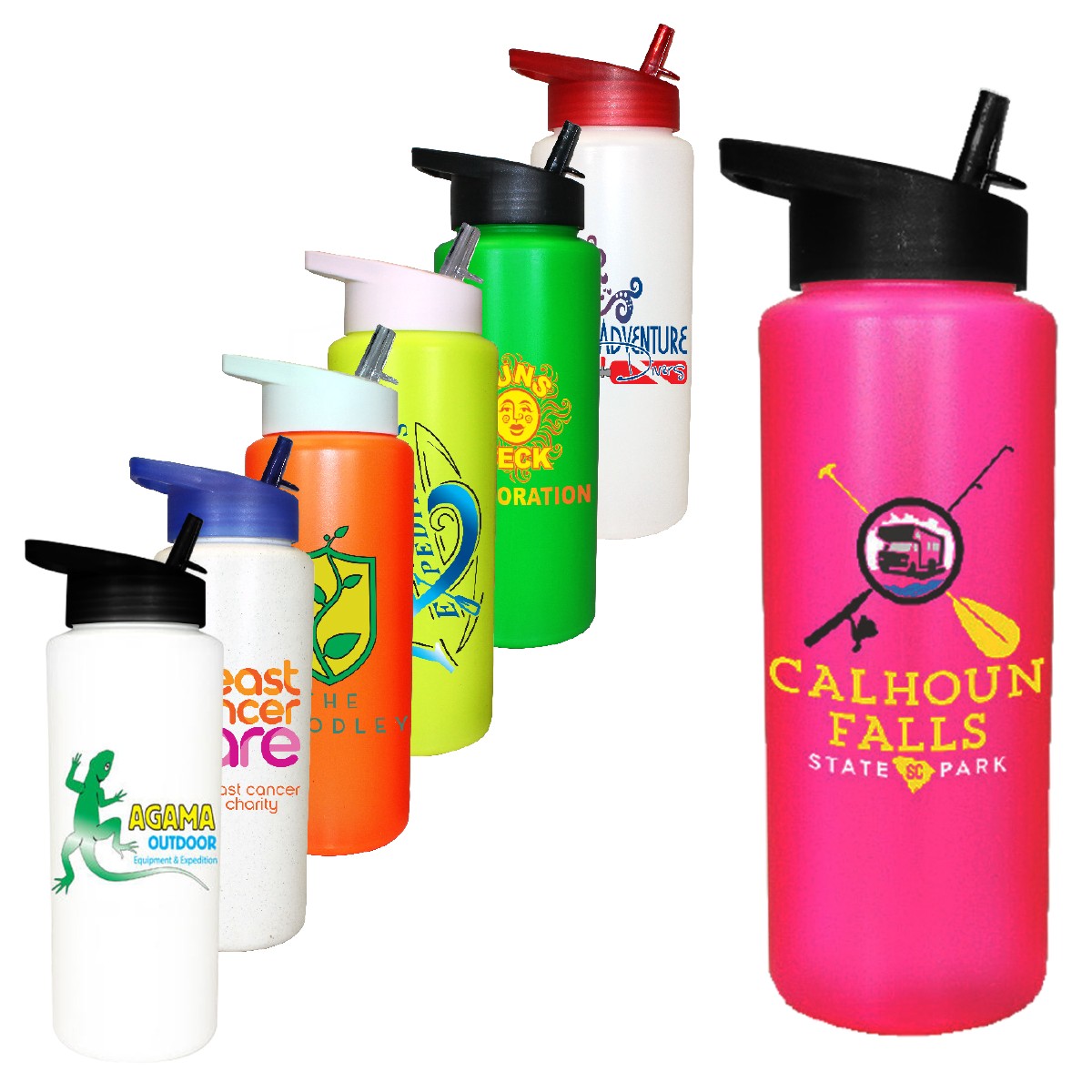 Picture of 32oz. Sports Bottle with Straw Cap Lid, Full Color Digital