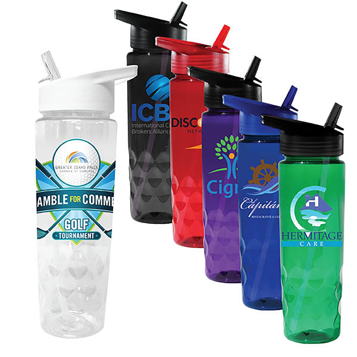 Picture of 24 oz. Poly-Saver PET Bottle with Straw Cap, Full Color Digital