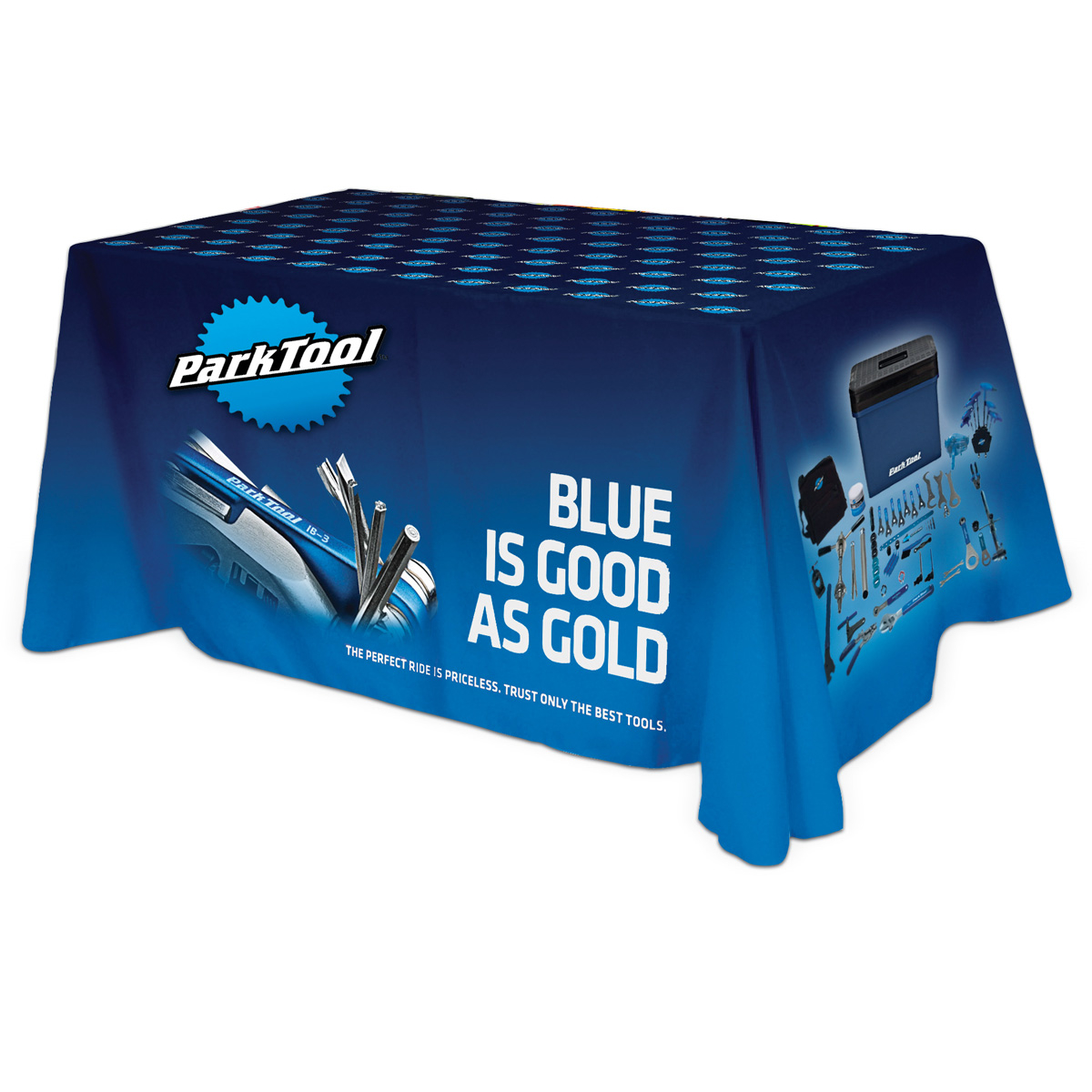 Picture of All Over Full Color Dye Sub Table Cover - flat poly 3-sided, fits 6' table