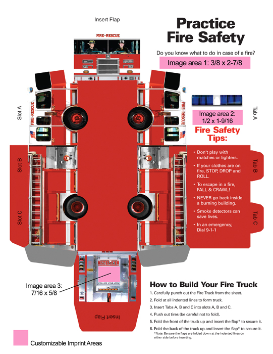 Picture of Foldable Die-Cut Fire Truck (Full Color Digital)