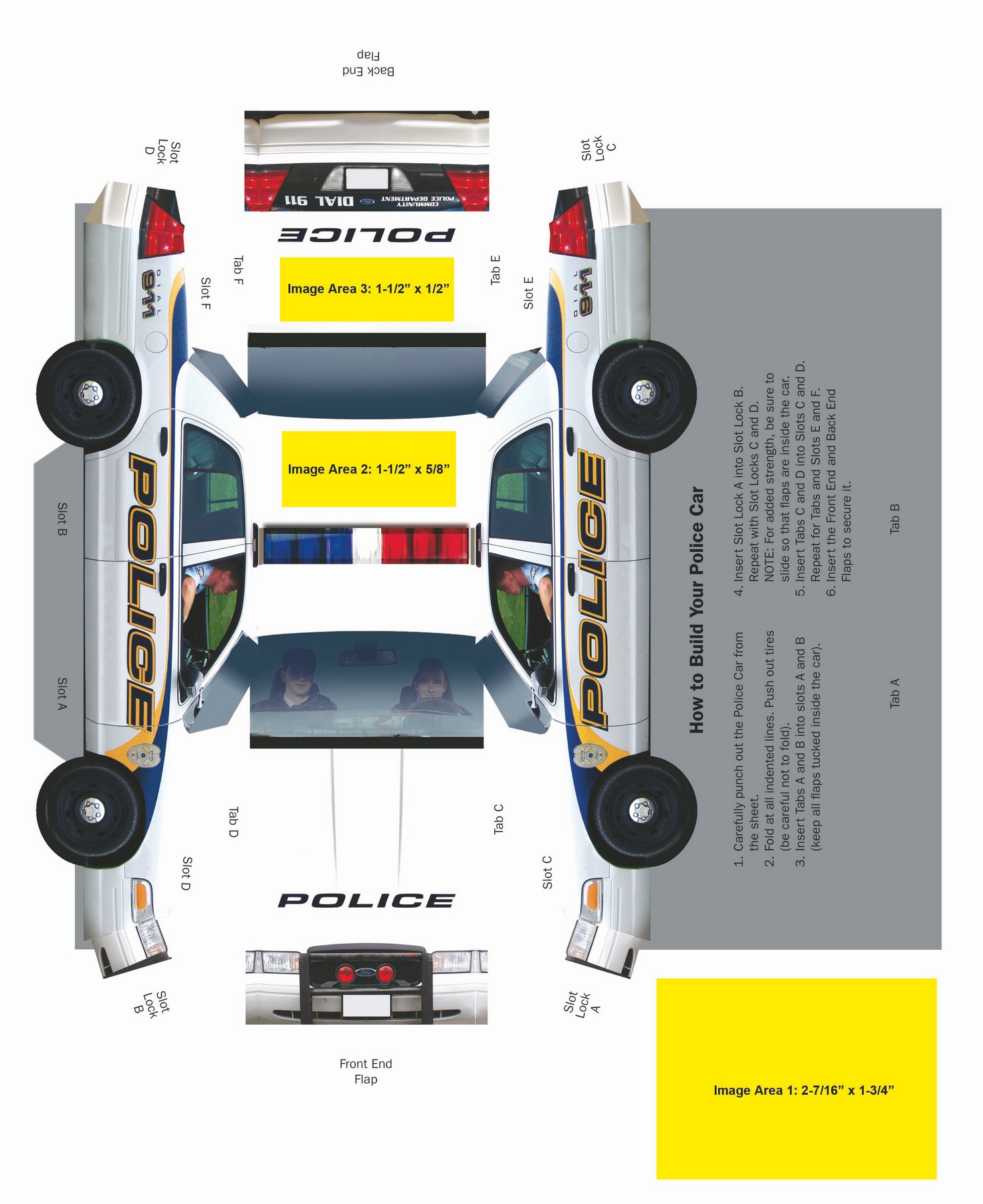 Picture of Foldable Die-Cut Police Car (Full Color Digital)