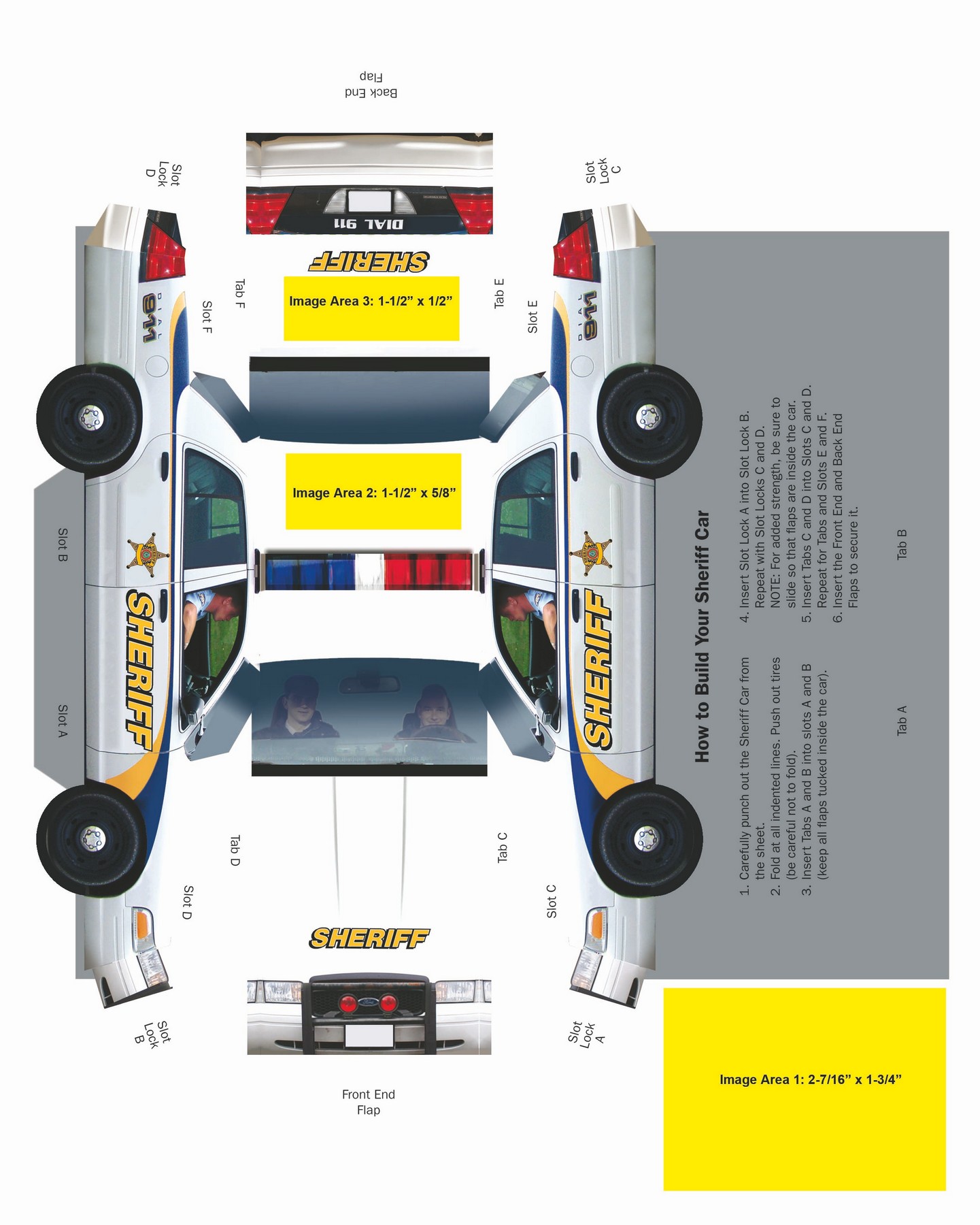 Picture of Foldable Die-Cut Sheriff Car (Full Color Digital)