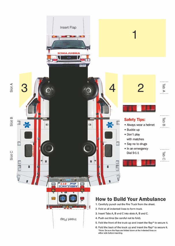 Picture of Foldable Die-Cut Ambulance (Full Color Digital)