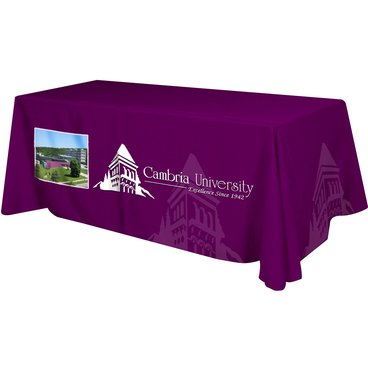 Picture of All Over Full Color Dye Sub Table Cover - flat poly 3-sided, fits 8' table