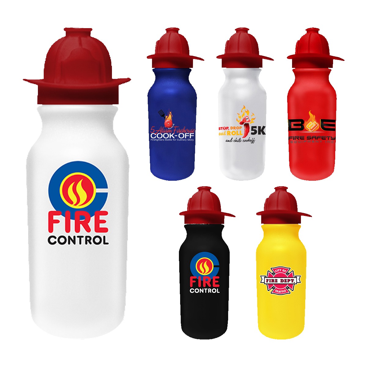 Picture of 20 Oz. Value Cycle Bottle w/Fireman Helmet Push 'n Pull Cap (Full Color Digital)