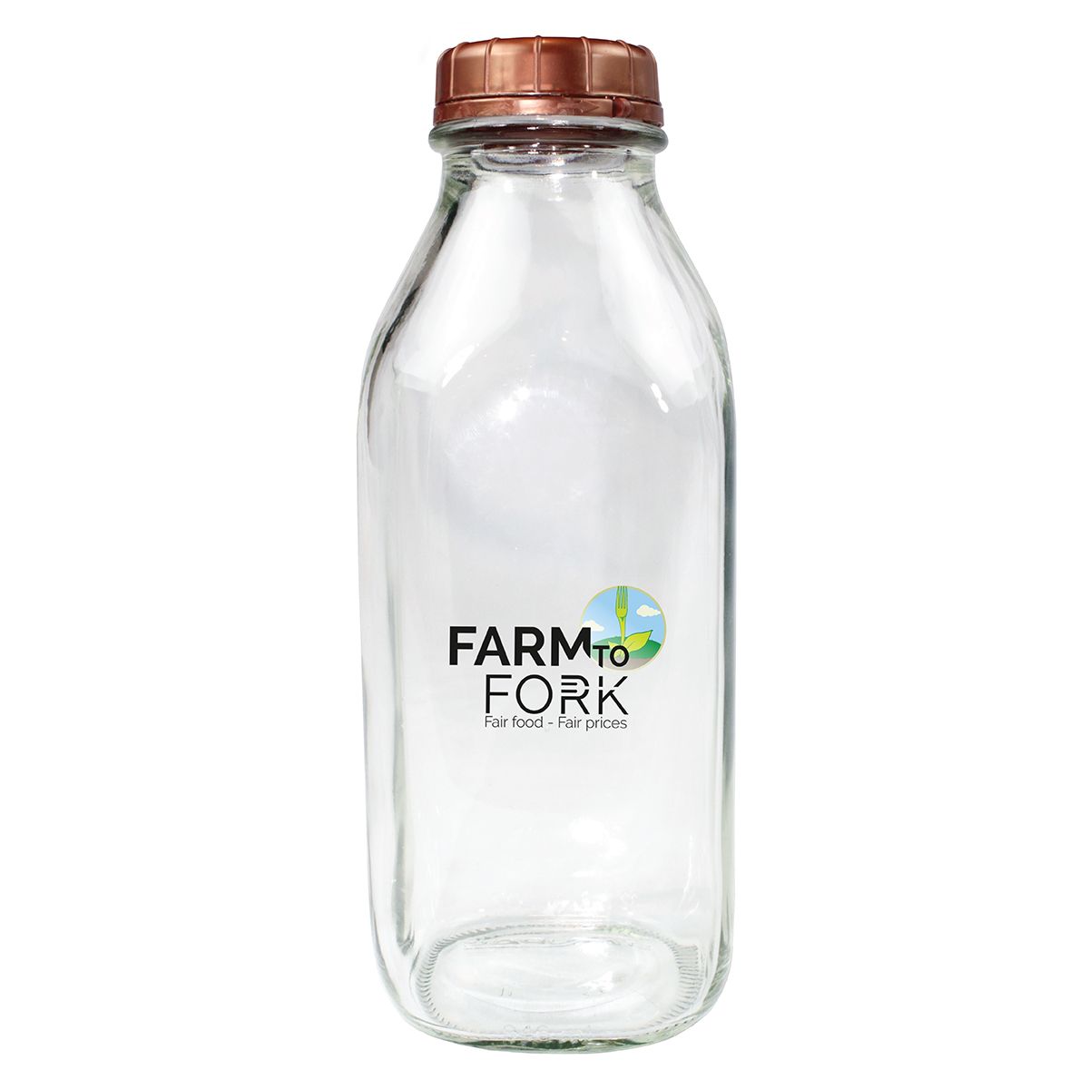 Picture of 1 Quart Glass Milk Bottle w/Lid (Full Color Digital)