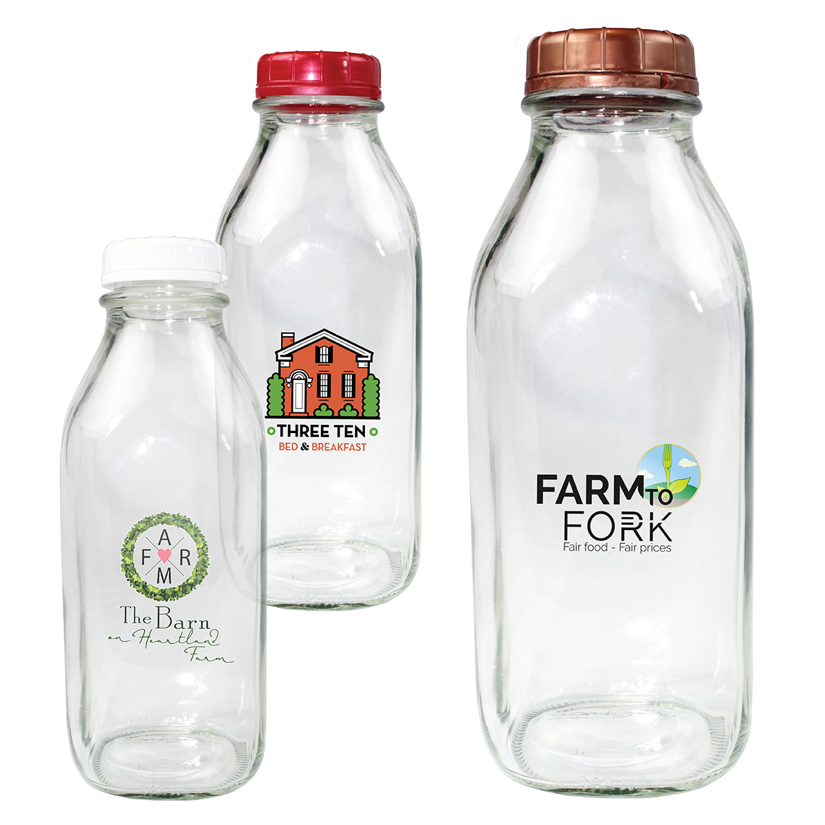 Picture of 1 Quart Glass Milk Bottle w/Lid (Full Color Digital)