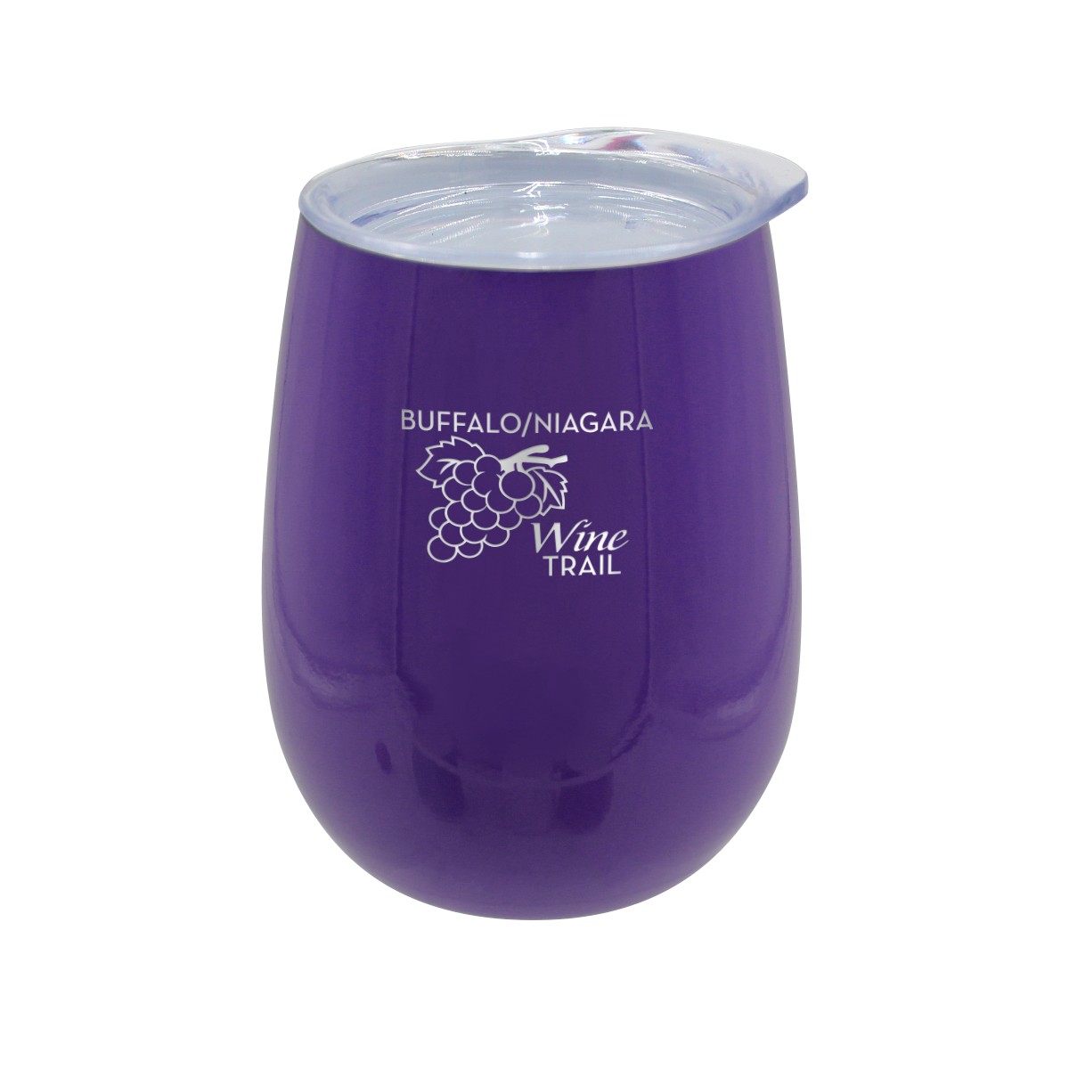 Picture of Pure 12 oz. Recycled Wine Glass with Lid, Laser, Standard