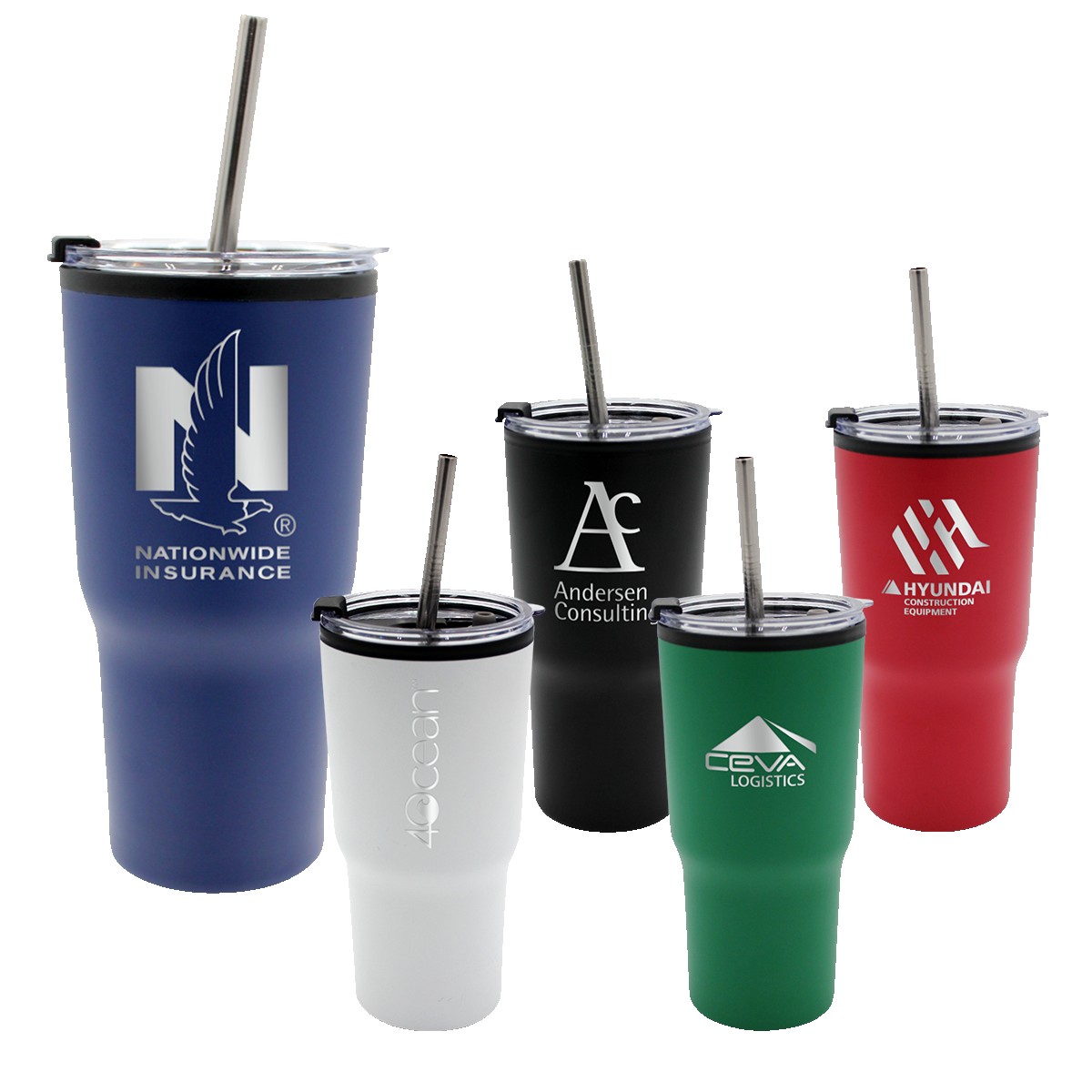Picture of 20 oz. Ares Recycled Tumbler with Stainless Straw Lid, Premium