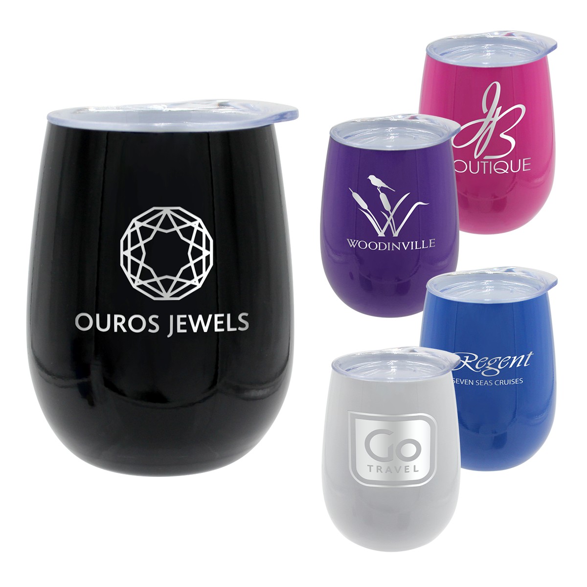 Picture of Pure 12 oz. Recycled Wine Glass with Lid, Laser, Premium