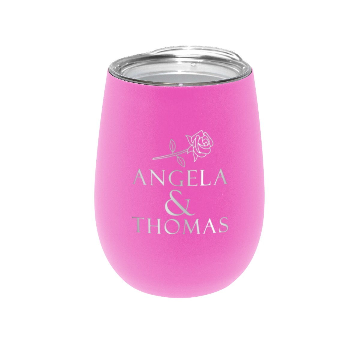 Picture of 12 oz. Recycled Stainless Wine Glass with Lid, Laser, Premium